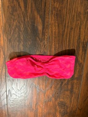 Hot Pink Lace Bandeau Strapless Top